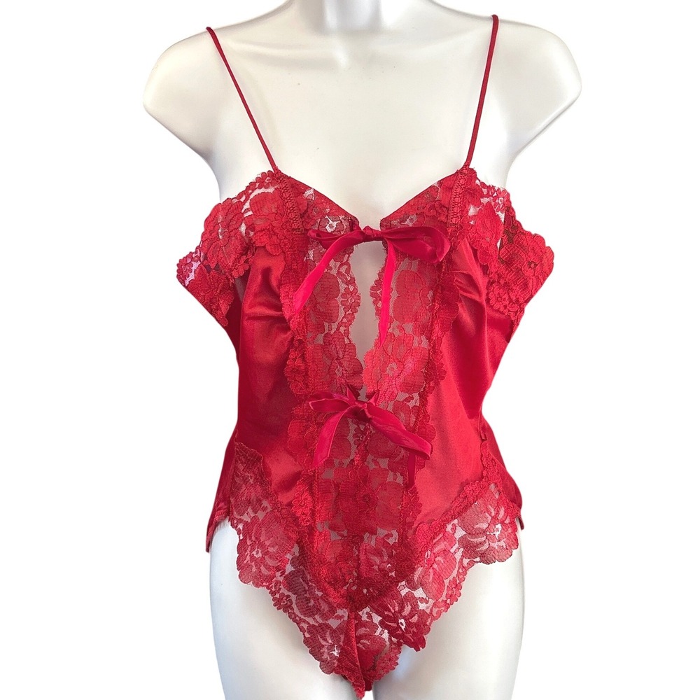 Vintage Alana Gale Red Bodysuit Coquette Romantic Valentine Femme Fatale